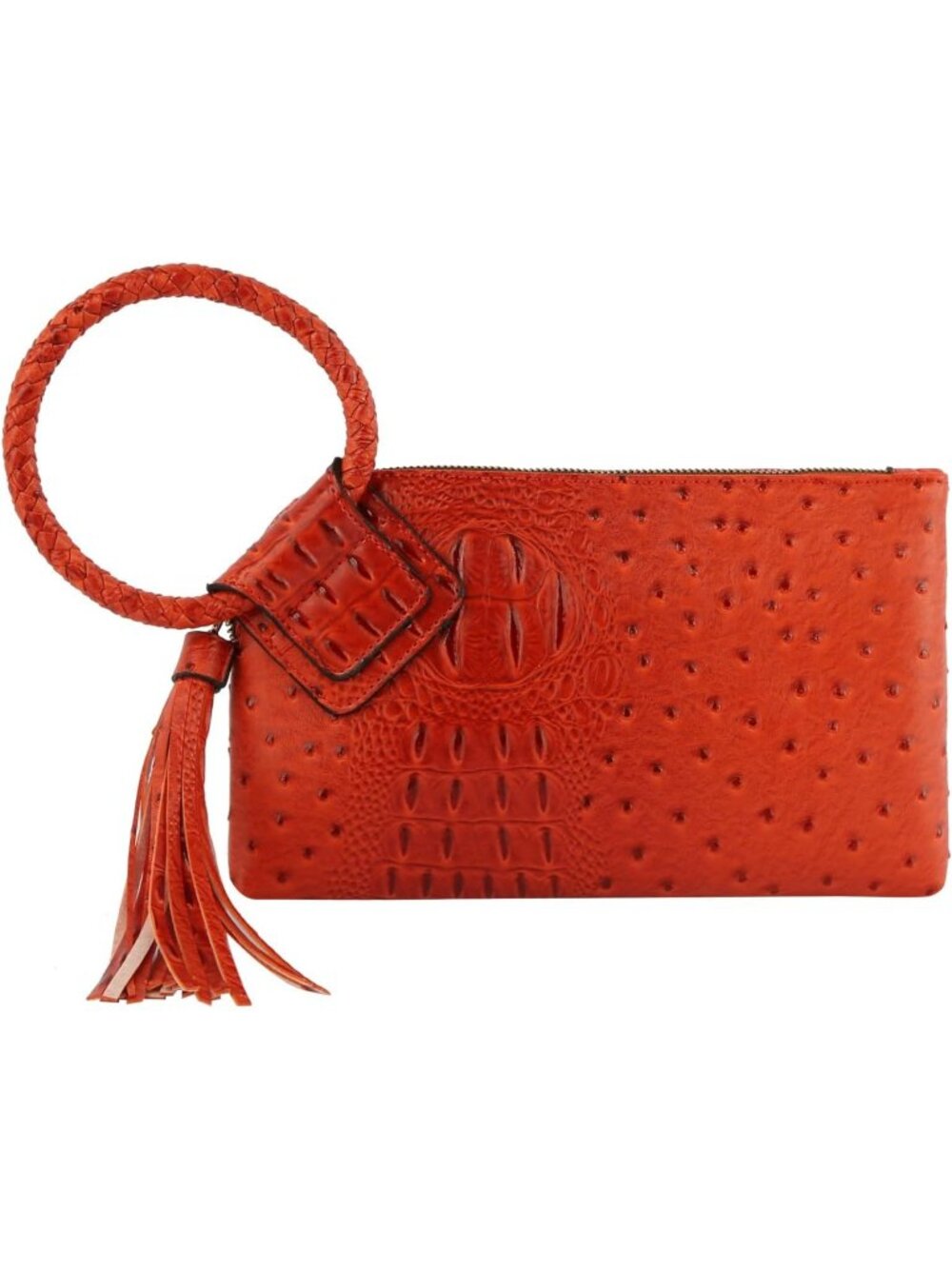Women Bright Orange Leather Formal Purse Wristlet Wallet Casual Evening Handbag